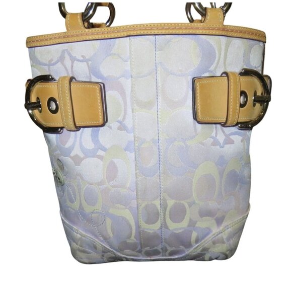 Coach 2005 Soho Lady Bumblebee Signature Optic Purple Canvas & Leather Tote - Picture 1 of 13